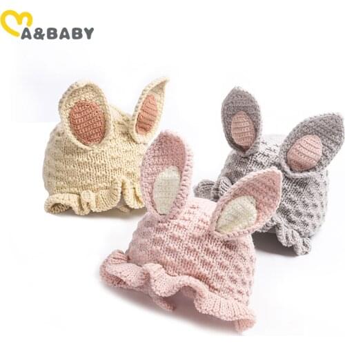 Ma&Baby 0-24M Autumn Winter Newborn Infant Baby Girls Boy Knitted Hat Cartoon Bunny Ear Hats Cute Easter Gift
