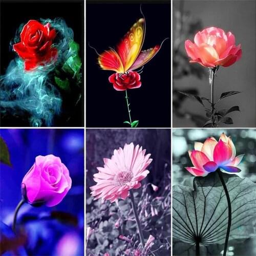 Yumeart DIY 5D Diamond Painting Full Square Flowers Diamond Embroidery Sale Rose Picture of Rhinestone Diamond Mosaic Wall Decor