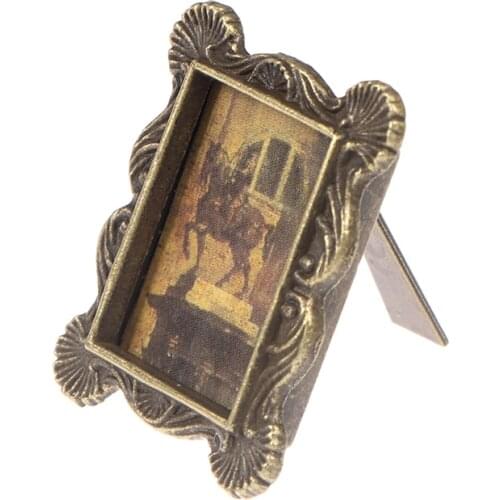 1 Pc 1:12 Dollhouse Miniature Retro Picture Frame Photo Doll House Accessory Toy