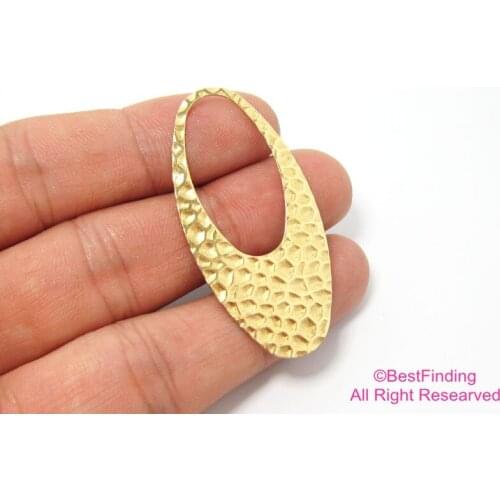 10pcs Brass earring pendant 24x49mm Raw brass hammered oval torus earring findings -R038