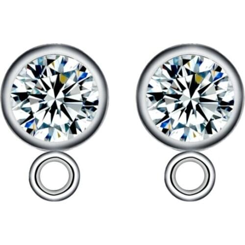 10 pcs/lot Stainless Steel Crystals Womens Earrings Stud Post Connectors Rings DIY Jewelry Making Findings