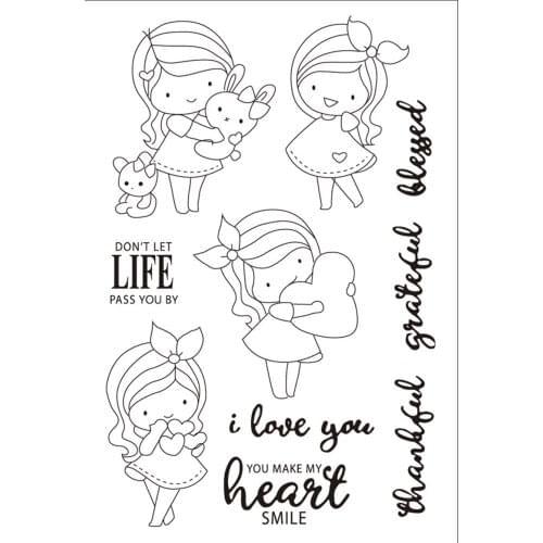 11x16 Girl takes love TBig ice cream ransparent Clear Stamps Silicone Seals for DIY scrapbooking photo album Card Making