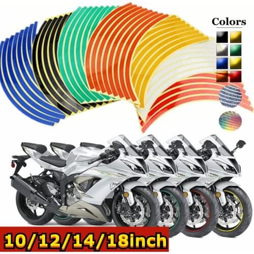 16 Strips Reflective Motocross Bike Motorcycle Sticker 12'14' 18' Motorcycle Auto Wheel Rim Motorbike Moto Stickers Car Styling