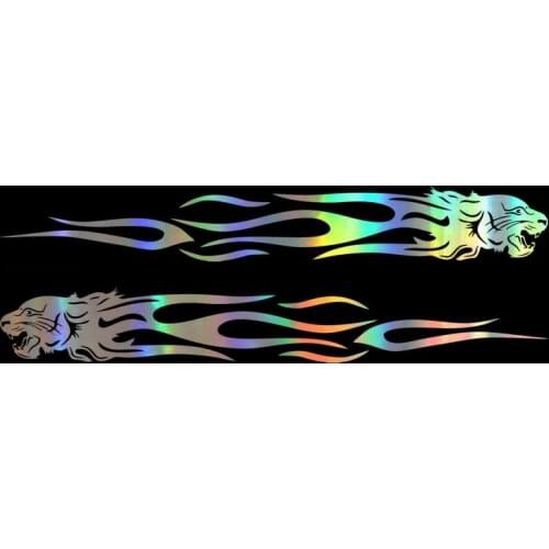 2pcs Car Sticker 22*3CM Stylish Tiger Flame On Car Funny Stickers and Decals Motorcycle Vinyl Car Styling