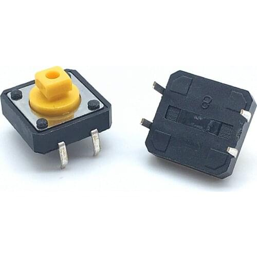 20pcs/lot 12*12*7.3mm 4pin Tactile Tact Mini Push Button Switch 12x12x7.3mm 4p Micro Switch Yellow button With Knob
