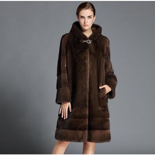2021 Brand luxury women natural mink fur jacket long style with sashes elegant lady high quality Imported winter fur coat