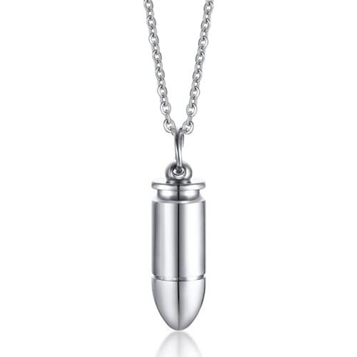2021 Fashion Stainless Steel Bullet Pendant European and American Hip Hop And Personalized Necklace Suitable For Couples
