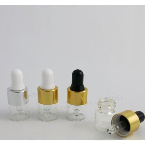 New Arrival 300/lot 1ml Empty Transparent Glass Essential Oils Dropper Bottles In Refillable Cuet Clear Serum Vials With Piette