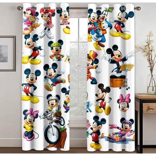 Cartoon White Minnie Mickey Mouse 3D Blackout Curtains Bedroom Living Room Home Decoration for Children Girls Boys Birthday Gift
