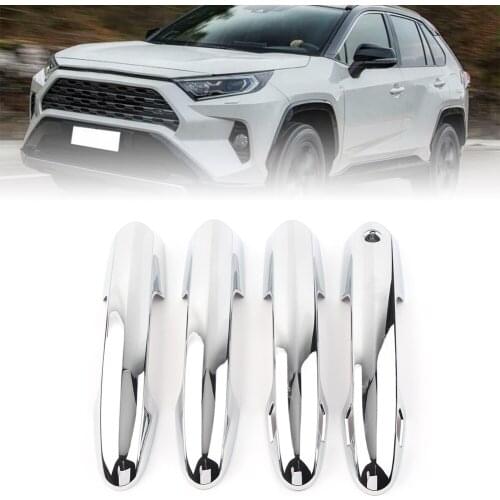 4Pcs/Set Chrome Car Door Side Handles Cover Trim Decor For 2019 2020 Toyota RAV4 ABS Plastic