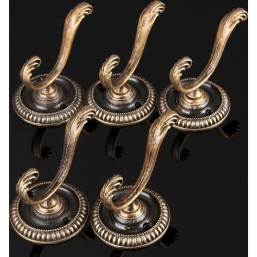 5Pcs Hooks Antique Door Hanger Hooks Vintage Bathroom Wall Hanger Hats Bag Keychain Zinc Alloy Hook Coat Wall Hook w/Screw 54mm