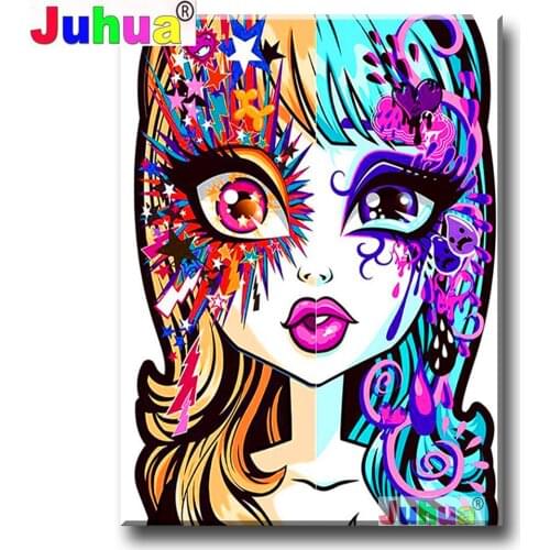 5d Diamond Painting Full Drill Square Big Eye Queen Colorful Girl Diamond Embroidery Cross Stitch Portrait Fairy Mosaic Decor