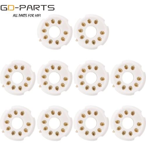 Generic 10pcs gold plated MAGNOVAL B9D 9PIN PCB mount tube socket for EL509,EL519,PL519 Viintage Amplifier DIY