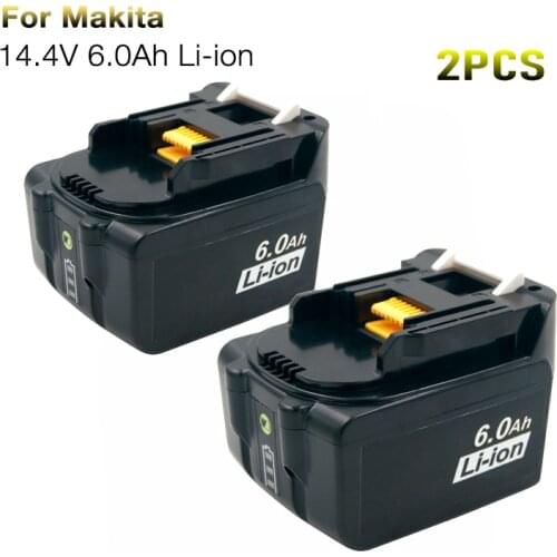 2PCS BL1460 BL1430 14.4V 6.0Ah Lithium Cordless Power Tools Rechargeable Battery for Makita BL1415 BL1440 194559-8 BDF343 TD131D