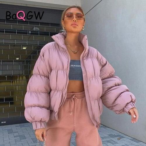 BaQGW Winter Parker Down Jacket Women Waterproof Pink Black Thick Casual Coat Womens Medium Long Loose Turtleneck Overcoat