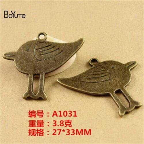 BoYuTe (60 Pieces/Lot) 27*33MM Vintage Bronze Plated Zinc Alloy Bird Charms Pendant fit Necklace Diy Metal Jewelry Making