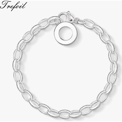 Charm Bracelets Round with Lobster Clasp, 925 Sterling Silver Fashion Jewelry Classic Charm Carrier Gift for Women Girl Femme