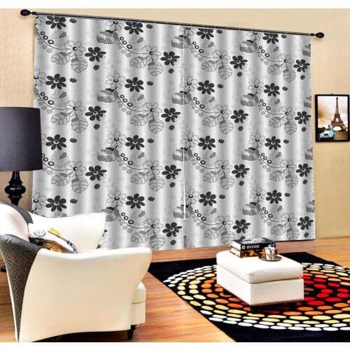 Decoration curtains Beautiful Photo Fashion Customized 3D Curtains grey curtains simple flower curtains