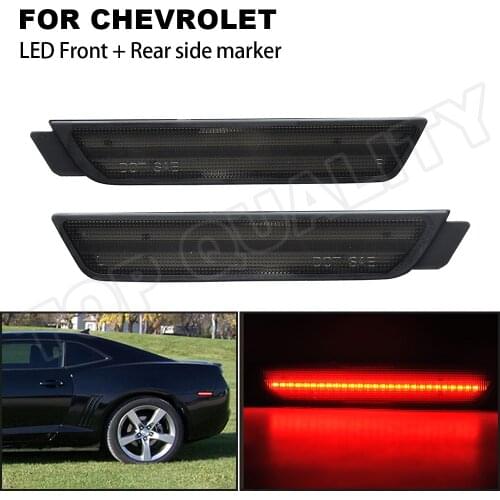 For 2010 2011 2012 2013 2014 2015 Chevrolet Chevy Camaro Rear Red LED Fender Side Marker Light Smoked Lens Sidemarker Lamp