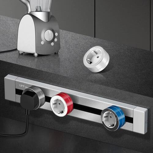 KXN Electrical Extension Track Socket Tabletop Aluminum Alloy Rail Outlet with EU UK US Multiple Adapters Plug 40cm 60cm 80cm