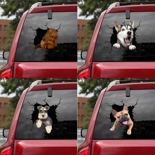 Electrostatic Glass Film Simulation Funny Car Window Sticker Dog Creative Broken Car Decorative Window Painting Waterproof