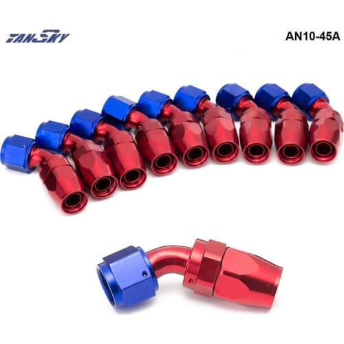 10pcs /set 45 Degree High Performance AN10 Hose End Fitting Aluminum Oil cooler hose fitting AN10-45A