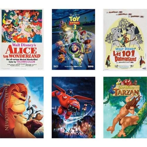 Canvas Painting Classic Cartoon Disney Poster Alice Snow White Donald Duck Fawn Bambi Mural Living Room Bedroom Home Decoration