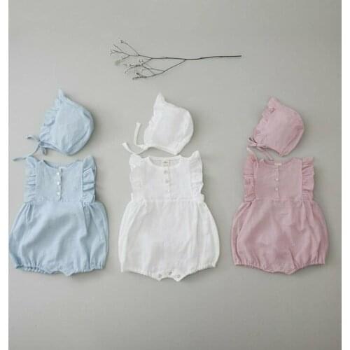 2021 new boys girls rompers with hat cotton shorts sleeve summer babys jumpsuit