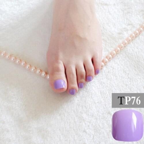 Candy DIY Fashion Colors Toe Nails 24pcs Acrylic False Toes Solid color Art Tips Fake Toenails Light purple TP76