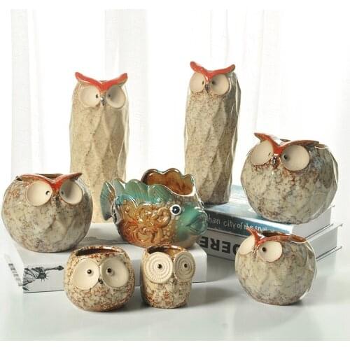 Creative Rustic Home Decor Creative Owl Porcelain Flower Vase Decoration Room Decoration For Home Decoration Modern