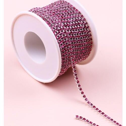 10 Yard Hot Sewing Trim Crystal Fix Rhinestone DIY Chain Tape Applicator Ribbon Iron On Appliques For Craft Sewing Clothes