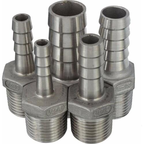 Best Price High Quality 1/2'' Male Thread Pipe Pipes Fitting x Barb Hose Tail Connector Stainless Steel NPT Household Tools