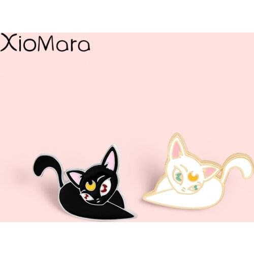 Luna Artemis Cat Elf Enamel Pins Moon Warrior Anime Brooches Lapel Badges Superpower Jewelry Gifts for Friend Wholesale Pin