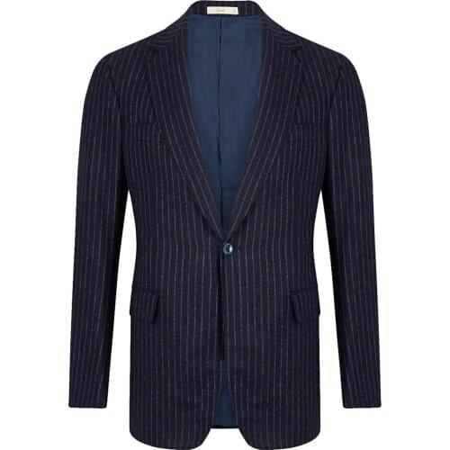 3Pieces Man Suit Casual Singal Breasted Warm V-Neck Striped Business Woolen For Thick Male Notched Fashion Jacket