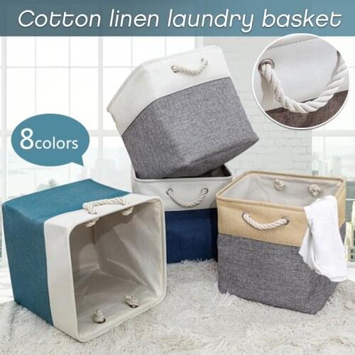Nordic Style Cotton Linen Laundry Basket Dirty Clothes Foldable Storage Basket Toy Organizer Sundries Pouch Storage Bucket