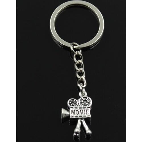 New Fashion Keychain 25x17mm Movie Camera Projector Pendants DIY Men Jewelry Car Key Chain Ring Holder Souvenir For Gift