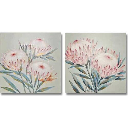 New Arrival 2PCS Flower Oil Painting Canvas Wall Art Unframed Living Room Decoration Artwork Group Wall Pictures Free Shipping