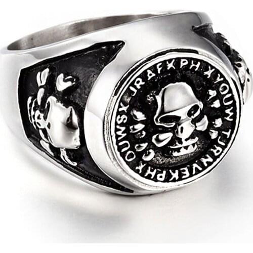New High-Quality Punk Skull Ring for Men Fashion Rock Stainless Steel Mens Ring Jewelry