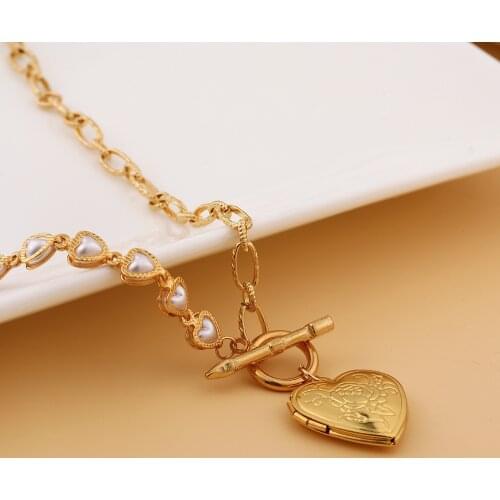 Heart Necklace for Women Neck Chain Pendant Choker Golden Jewelry Paperclip Chain Choker Necklace Wedding Gift Collier Femme