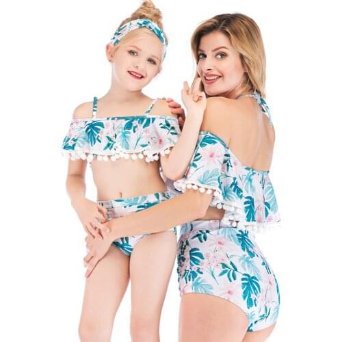 Pop 2019 Hot sale Mother and Daughter swimwear Family Matching swimwear Bikini set High waist Bathing suit Beach wear --ST103