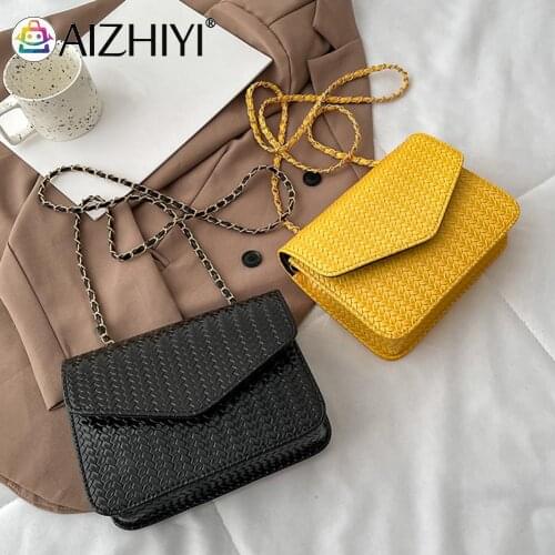 Casual Pure Color Handbag Purse Women PU Leather Pure Color Retro Small Flap Messenger Bag Ladies Chain Handbag