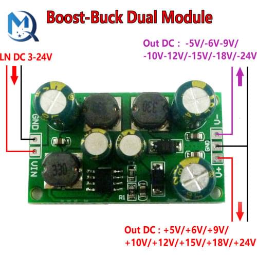 3-24V to 5V 6V 9V 10V 12V 15V 18V 24V 2 in 1 8W Boost-Buck Dual +- Voltage Board for ADC DAC LCD op-amp Speaker