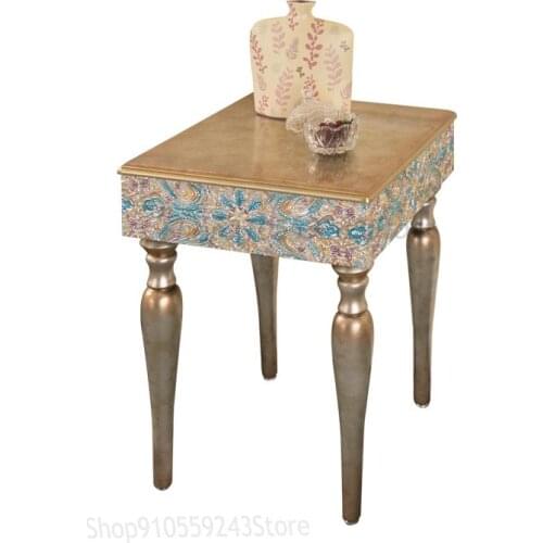 Nordic Personality Side Table Simple Carved Neoclassical Small Coffee Table Telephone Table Living Room Sofa Side Table Corner T