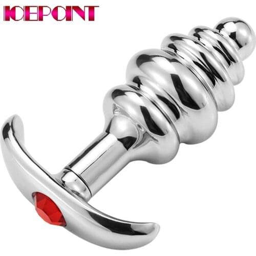 Threaded Metal Anal Plug Outdoor Stainless Steel Beads Handle Expander Women Masturbators Tool Men Male Female Adult Sex Toys
