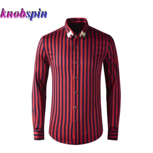 Luxury Business Men Shirt Trendy Striped Long Sleeve Slim Shirts For Men Turn over Collar Casual Camisas Plus Size Clothing male
