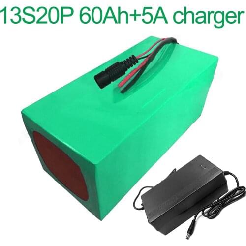 With 5A charger 48V 60Ah 13S20P 18650 Li-ion Battery Pack E-Bike ebike electric bicycle 255x200x140mm