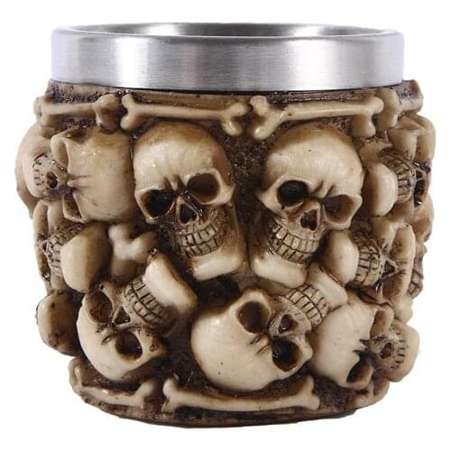 Resin Craft Statues For Decoration Party Skull Cup Creative Skull Beer Cup Figurines Sculpture Home Decoration Accessories