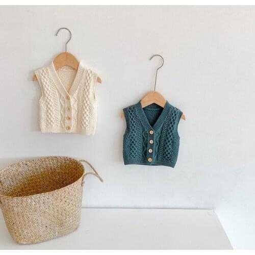 2020 Toddler Baby Boy Girl Sweater Vest Coat V-neck Rhombus Pattern Knitted Vests Warm Soft Kids Infant Autumn Winter Clothes