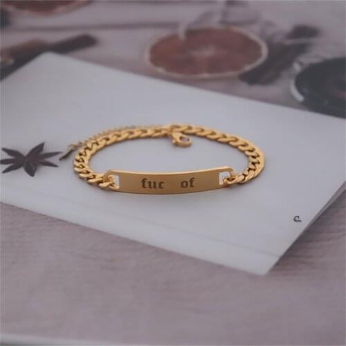 Engrave Name ID Bracelets Bangles Personalized Bijoux Femme Custom Name Bar Bracelet Women Men Stainless Steel Pulseras Mujer