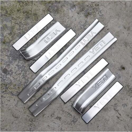 High quality stainless steel inside external Scuff Plate/Door Sill Protector Sticker Car Styling For 2013-2017 Skoda Yeti(8pc)
